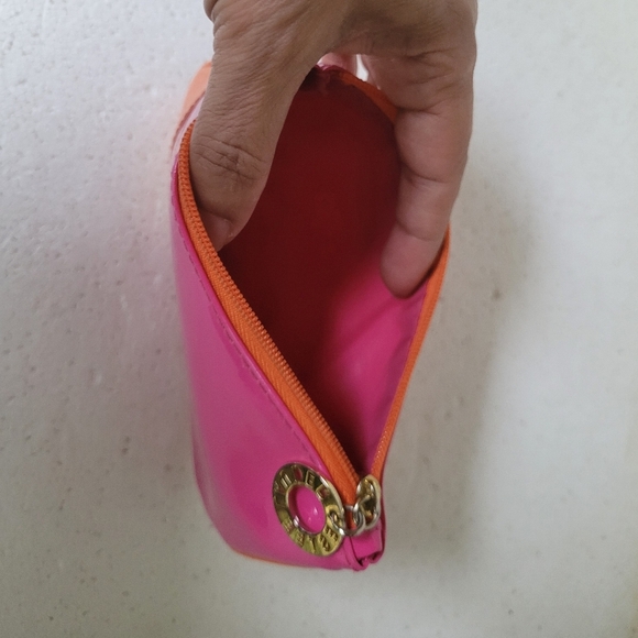 Estee Lauder Pink and Orange Cosmetic Bag with Glossy Finish - Picture 4 of 4